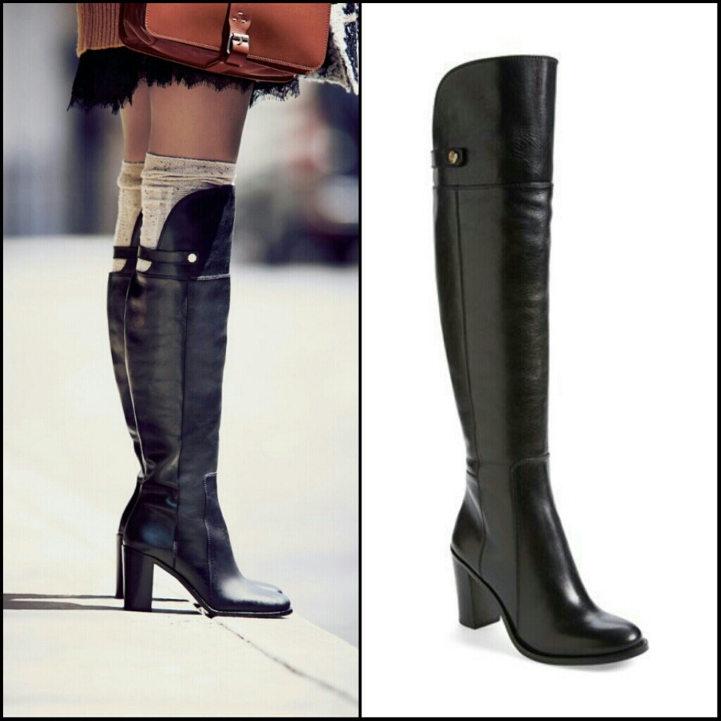 Louise Et Cie Black Leather Knee-High Block Heel Boots